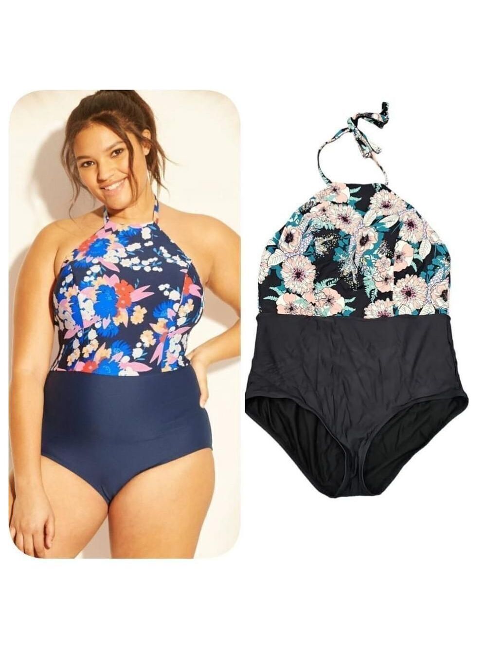 NWOT Sea Angel Swimsuit 2X Black Floral